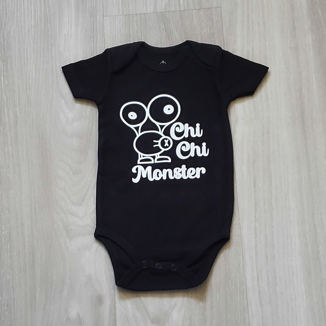 Black Onesie with a Chi Chi Monster design